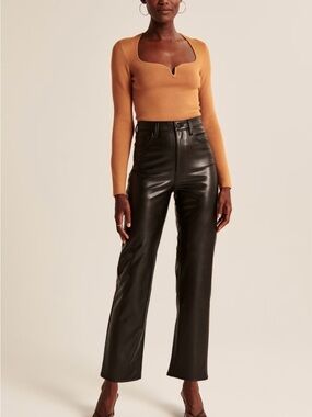 Abercrombie & Fitch Vegan Leather Ankle Straight Pants